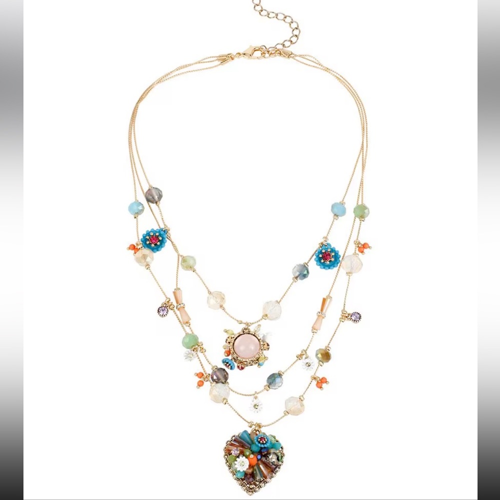 Betsey Johnson Multicolor Beaded Gold-Tone Layered Necklace. New without tags - Picture 3 of 12
